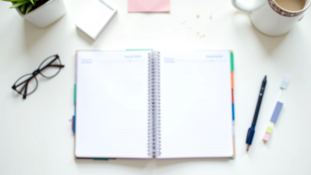 Stůl s otevřenou tužkou, finančními zprávy a třídícími složkami na světle