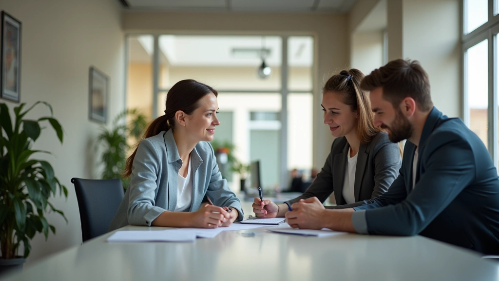Moderní kancelář pro finanční plánování s mladými profesionály